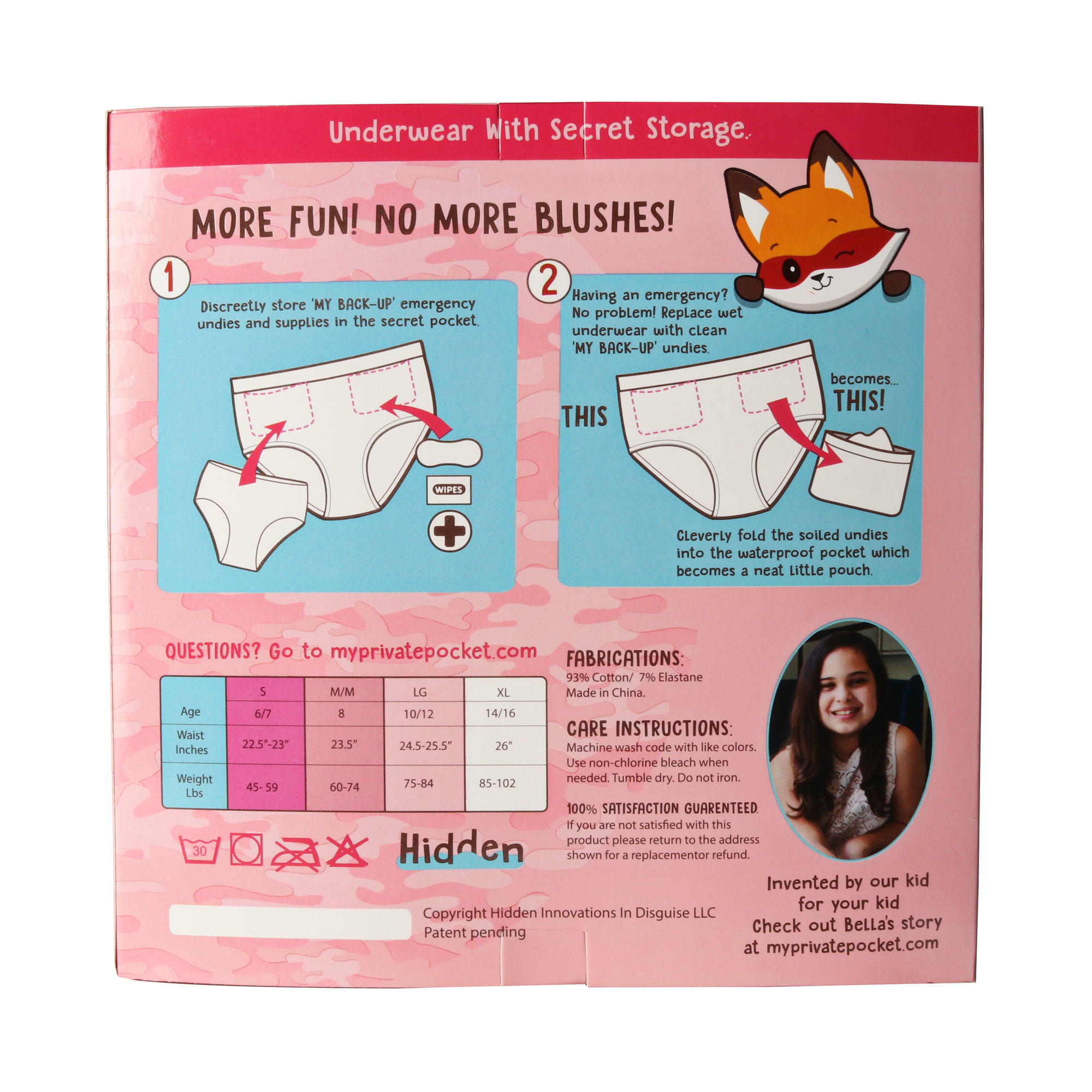 Briefs-My Private Pocket Underwear for Girls - Variety 3 Pack