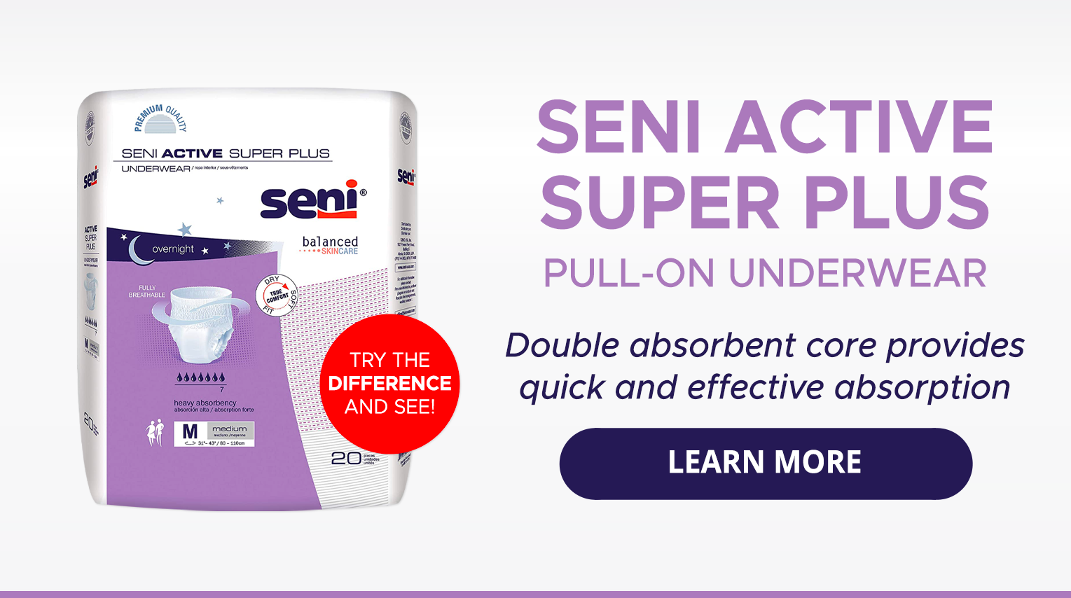 Seni Active Super Plus, Underwear for Heavy Incontinence, Medium, 20 Count  (Pack of 4) : : Health & Personal Care