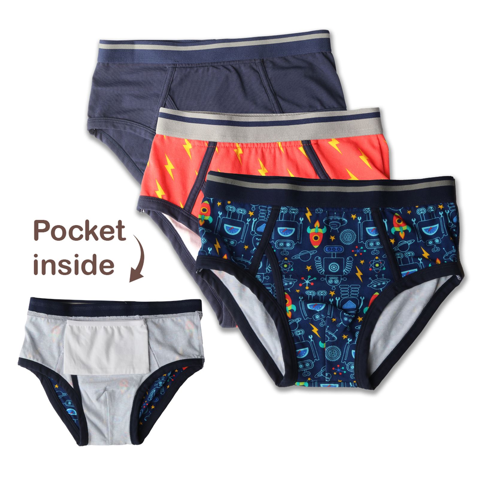 Briefs-My Private Pocket Underwear for Boys - Variety 3 Pack