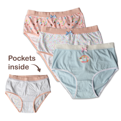 My Private Pocket Underwear for Girls - Variety 3 Pack - National