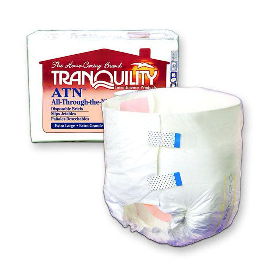 Tranquility Premium Adult Disposable All Through The Night Briefs (96 Count  - Eight 12 packs) Size Large